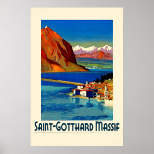 Poster Viagens vintage Suiça de Alpes Suíços