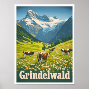 Poster Viagens vintage Suiça Grindelwald