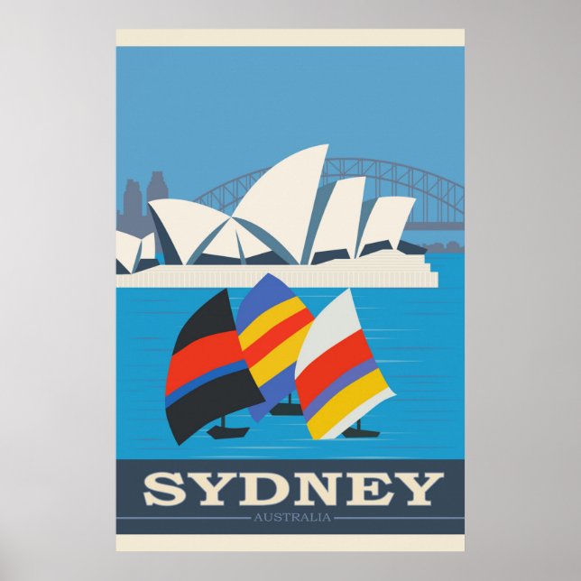 Poster Viagens vintage Sydney Austrália (Frente)