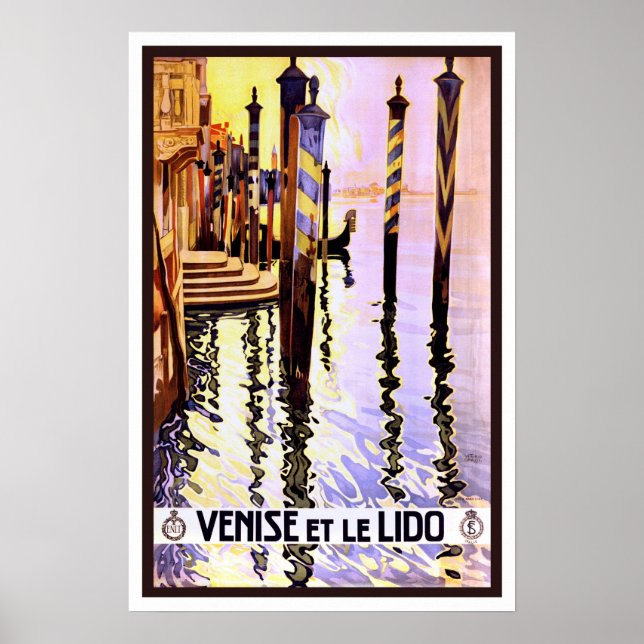 Poster Viagens vintage, Veneza (Frente)