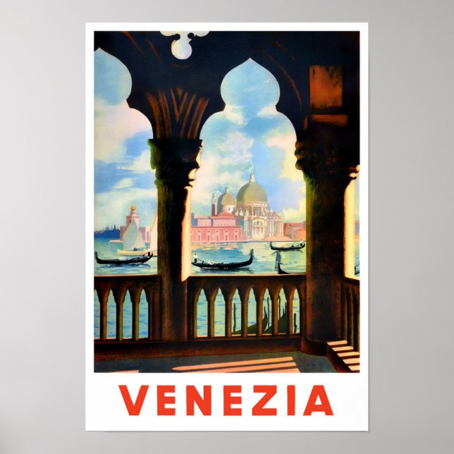 Poster Viagens vintage Veneza Itália (Frente)