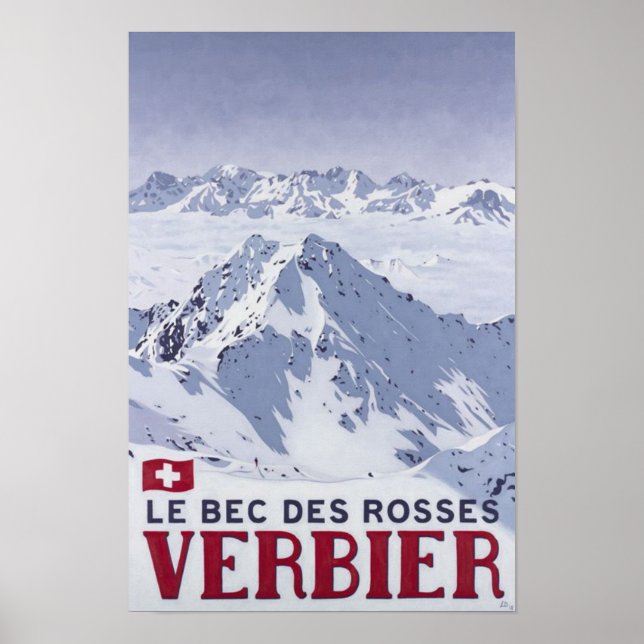 Poster Viagens vintage Verbier Suiça (Frente)