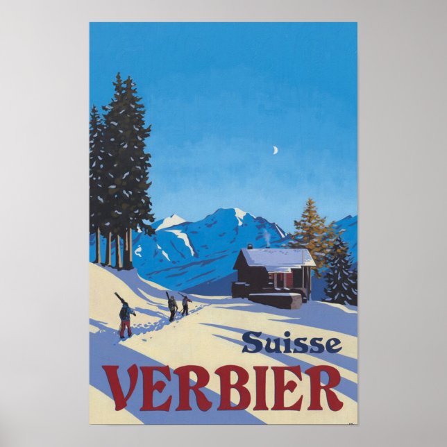 Poster Viagens vintage Verbier Suiça (Frente)