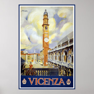 Poster Viagens vintage Vicenza Itália