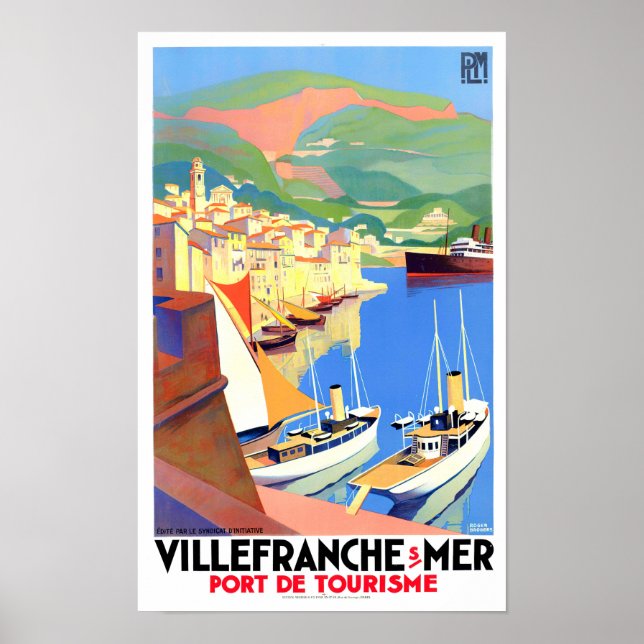 Poster Viagens vintage Villefranche France (Frente)