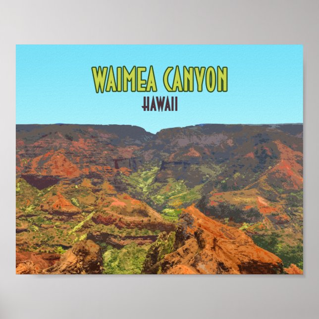 Poster Viagens vintage Waimea Canyon Kauai Hawaii (Frente)