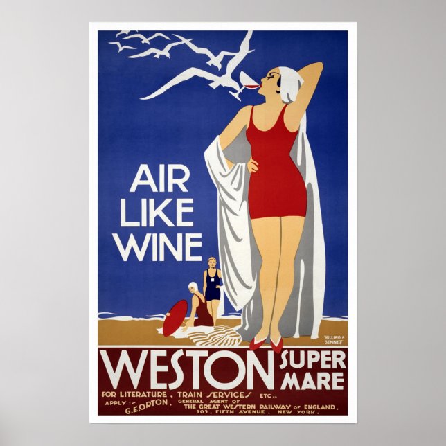 Poster Viagens vintage,Weston-super-Mare (Frente)