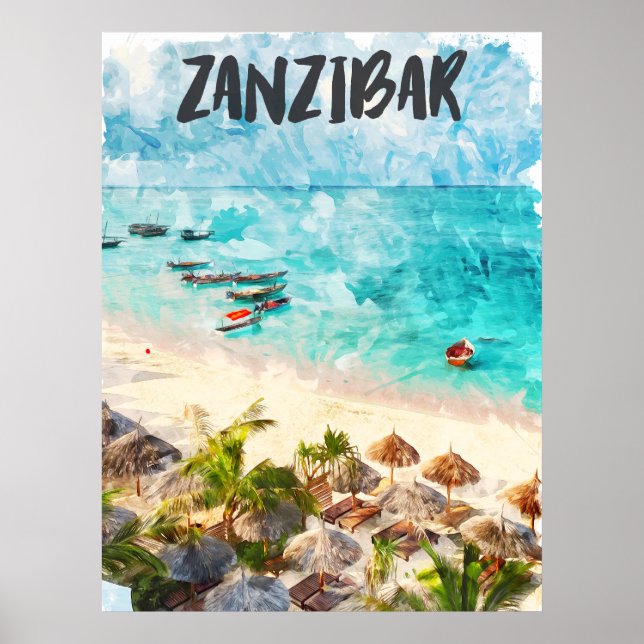 Poster Viagens vintage Zanzibar Tansania (Frente)