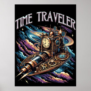 Poster Viajante do Tempo - Aventura Espacial Steampunk