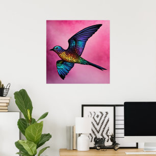 Poster Viajante sem Fronteiras: Ave Rápida Multicolorida