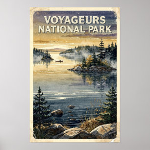 Poster Viajantes do Parque Nacional Watercolor Retro