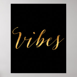 Poster Vibes Citação Faux Faux Vibe Douradas Cotações