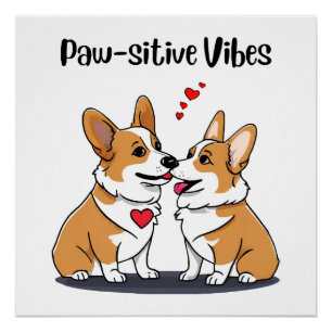 Pôster Vibes Corgis Apaixonados