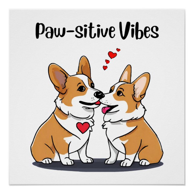 Pôster Vibes Corgis Apaixonados (Frente)