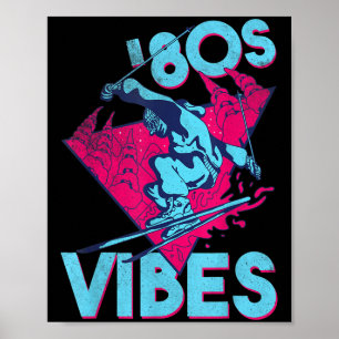 Poster Vibes da década de 80, Retro Ski Vintage 80s Fácil