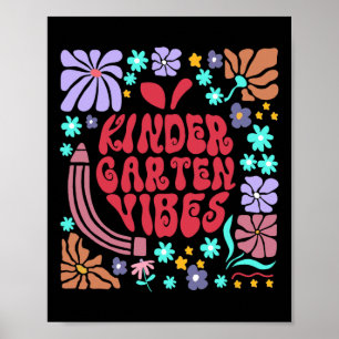 Poster Vibes de Jardim de Infância Retro Professor Floral