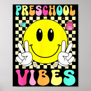Poster Vibes de pré-escola rosto sorridente retrô volta à