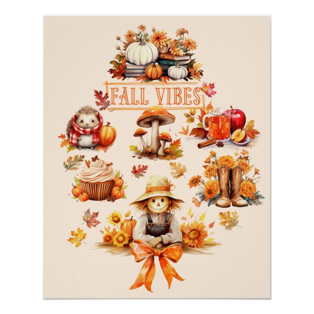 Pôster Vibes de queda de aquarela (Frente)