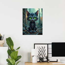 Poster Víblias de Floresta Encantada de Halloween de Gato