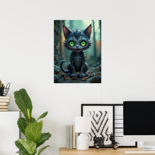Poster Víblias de Floresta Encantada de Halloween de Gato