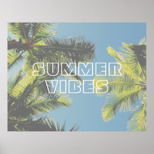 Poster Víblias de Verão Palmeiras Tropicais Céu Azul V