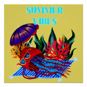 Pôster Víblias de Verão - Relaxamento de medusas
