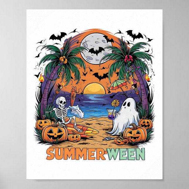 Poster Víblias do Dia das Bruxas de Skeleton Beach (Frente)