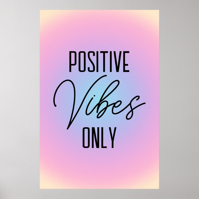 Poster Víblias Positivas Apenas Gradiente Rosa Pastel (Frente)