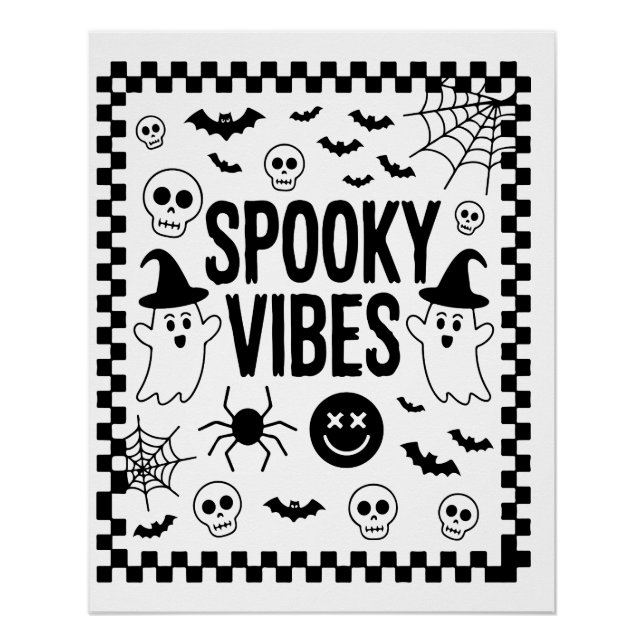 Pôster Vibrações Assustadoras Halloween Retrô (Frente)