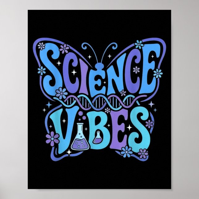 Poster Vibrações científicas groovy primeiro dia de volta (Frente)