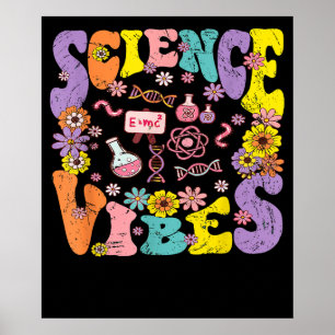 Poster Vibrações Científicas Retro 1º Dia de Volta à Esco