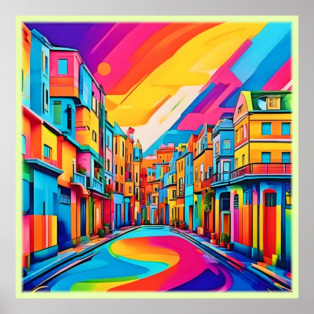 Poster Vibrações Coloridas de Rua (Frente)