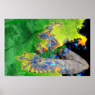 POSTER VIBRAÇÕES DA MATÉRIA, MULHER FRACTAL EM AMARELO VE