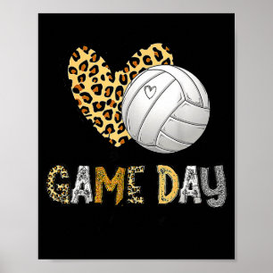 Poster Vibrações de dia de jogo de vôlei descolorido mãe