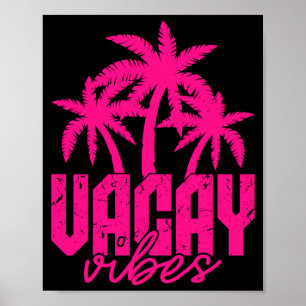 Poster Vibrações de férias palmeiras retrô vintage praia