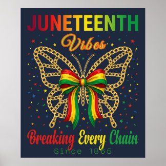 Poster Vibrações de Juneteenth Coquette Laço Dia da Liber