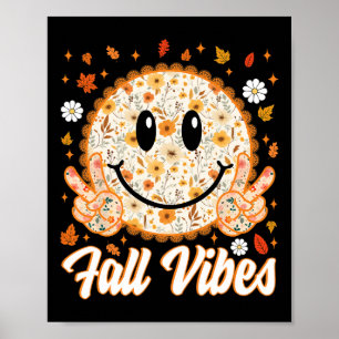 Poster Vibrações de Outono Retrô Rosto Sorridente Dia de