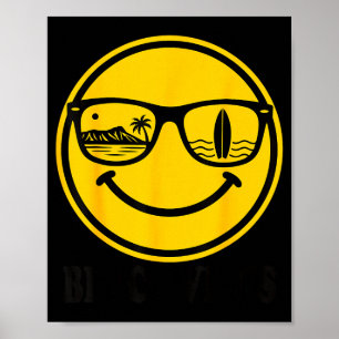 Poster Vibrações de praia sorriso de surf rosto óculos de