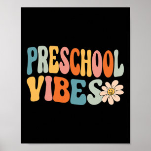 Poster Vibrações de Pré-Escola Fofo Retro Volta às Aulas