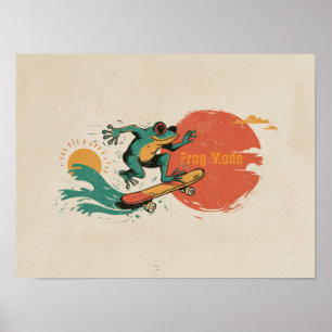 Poster Vibrações de Sapo – Arte de Sapo de Skate Surf Ret