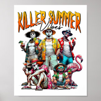Poster Vibrações de Verão de Terror Vintage Engraçado de