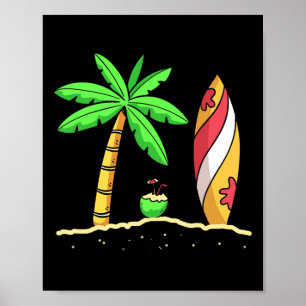 Poster Vibrações de Verão Palmeiras Paddle Surfe Coco S