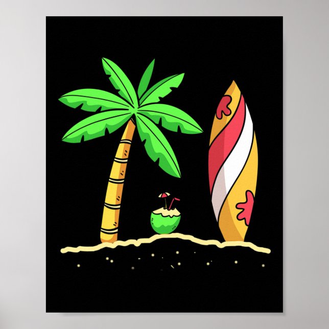 Poster Vibrações de Verão Palmeiras Paddle Surfe Coco S (Frente)