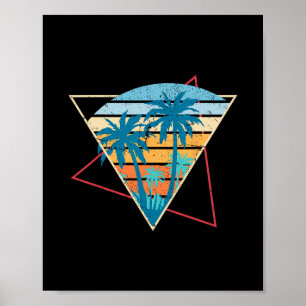 Poster Vibrações de Verão Pôr do Sol Palmeiras Praia Retr