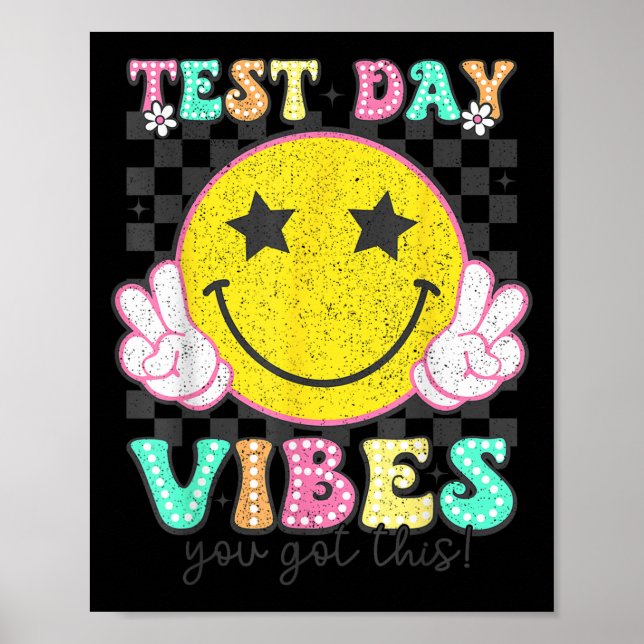 Poster Vibrações do Dia de Teste Você Consegue Isso Retro (Frente)