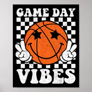 Poster Vibrações do Dia do Jogo Amante de Beisebol Retro