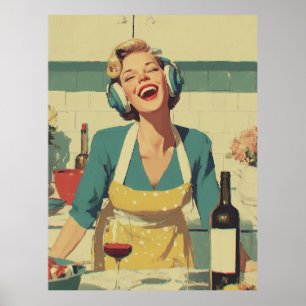 Poster Vibrações Felizes de Culinária Retrô