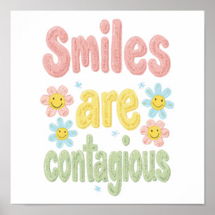 Poster Vibrações Felizes Sorrisos Retrô São Contagiosos
