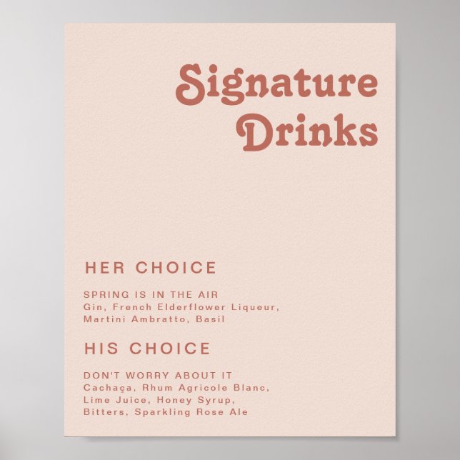 Poster Vibrações Simples de Retrô | Bebidas com Assinatur (Frente)