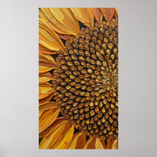 Poster Vibrant Abstract Sunflower Impasto